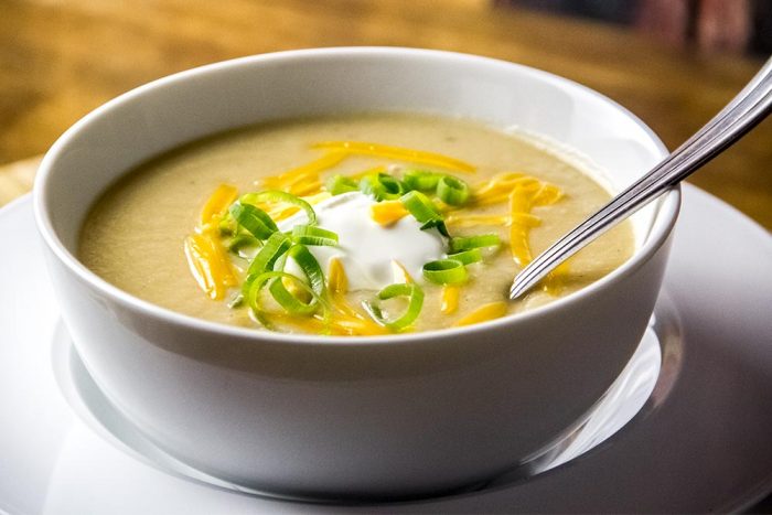 Cauliflower Soup with Sour Cream, Scallions & Cheddar Cheese Recipe