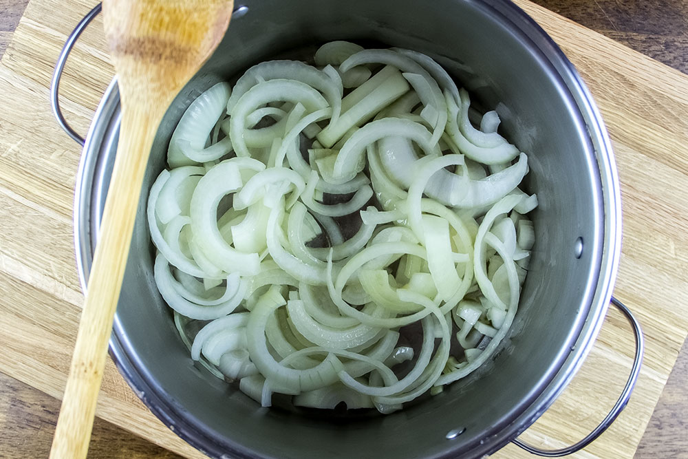 Cooking Onion in Pot