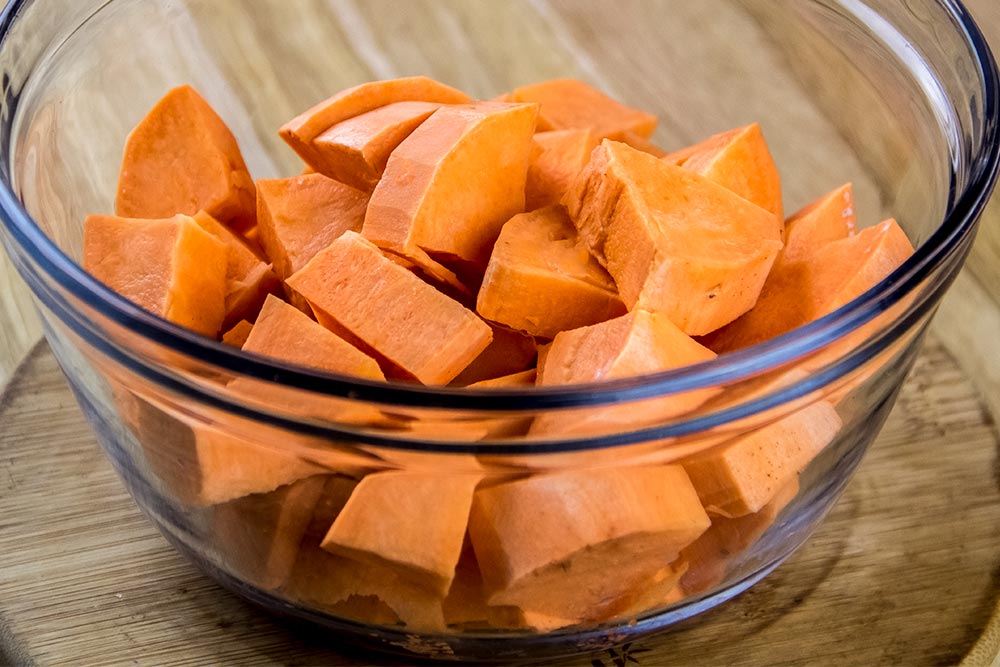 Peeled and Cut Sweet Potato Pieces