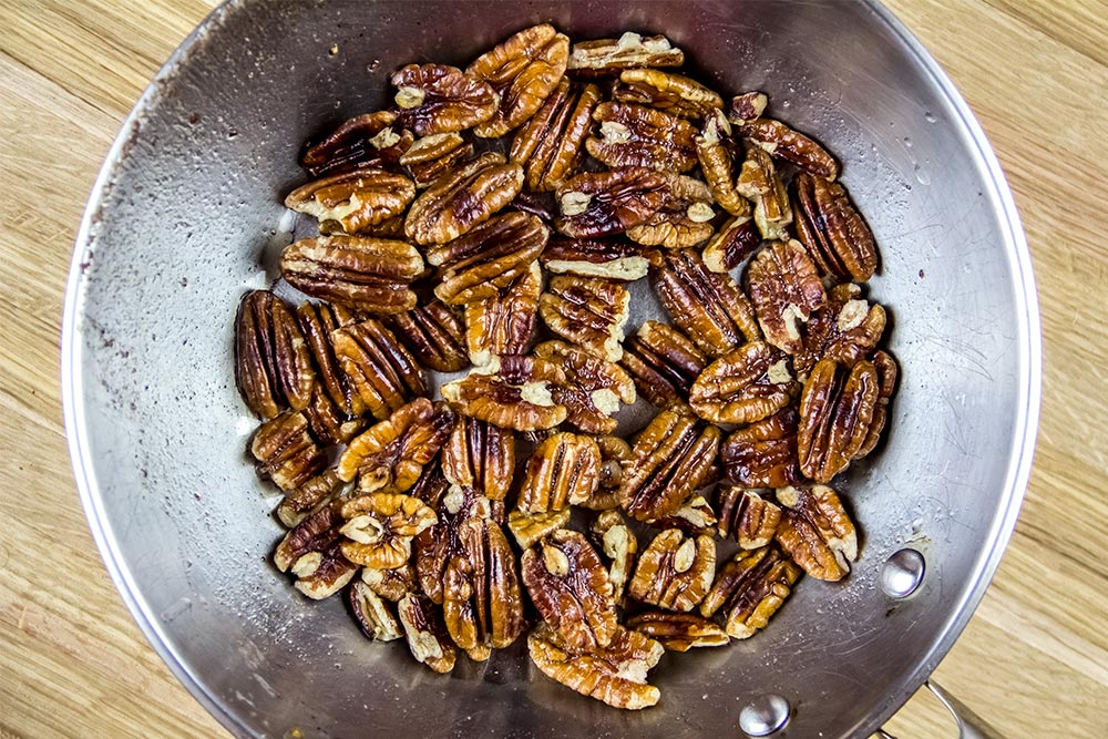 Toasted Pecans in Skillet