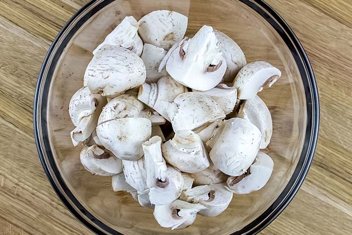 Quartered White Button Mushrooms