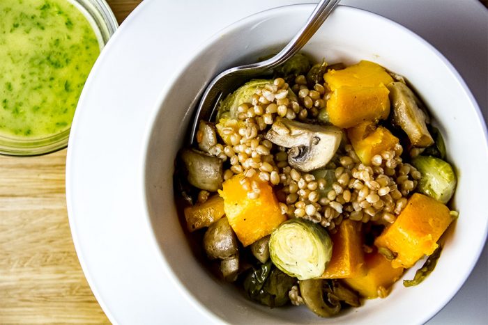Brussels Sprouts, Butternut Squash & Mushroom Veggie Bowl Recipe