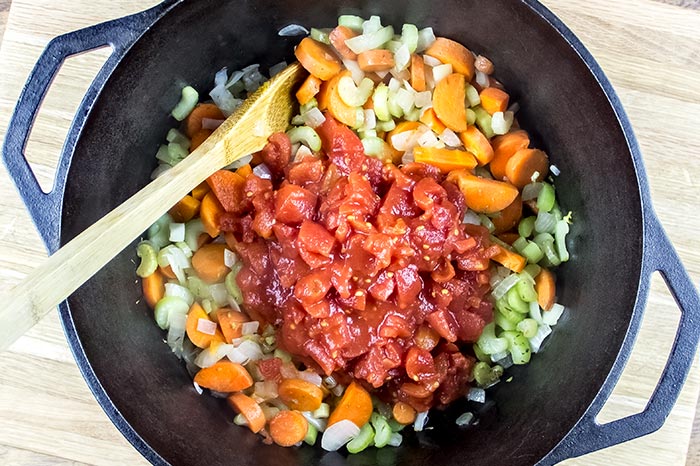 Adding Tomatoes to Vegetable Soup