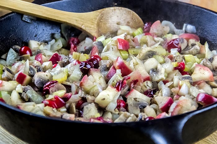 Cooked Cranberry Mixture in Skillet