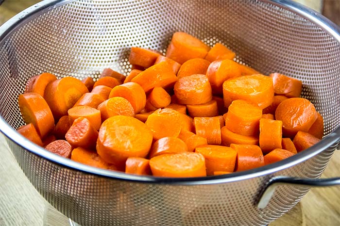 Cut Carrots in Colander