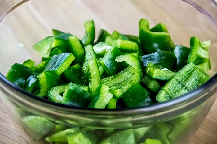 Cut Green Bell Peppers