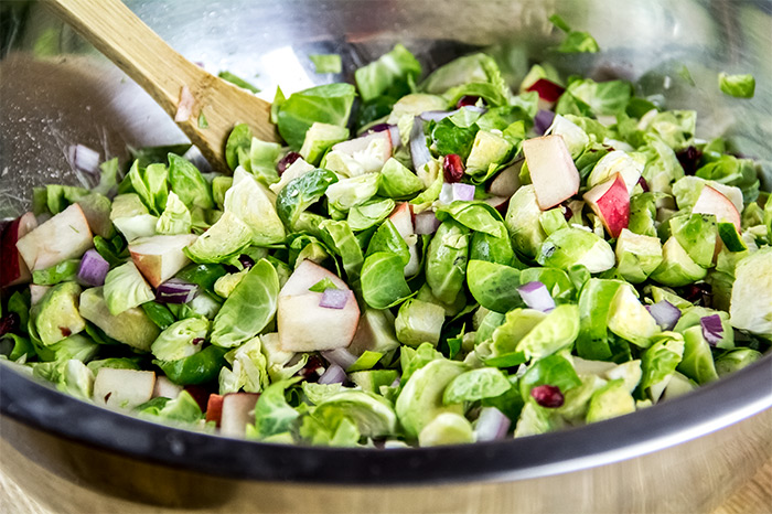 Brussels Sprouts, Apple, Pomegranate Arils and Red Onion