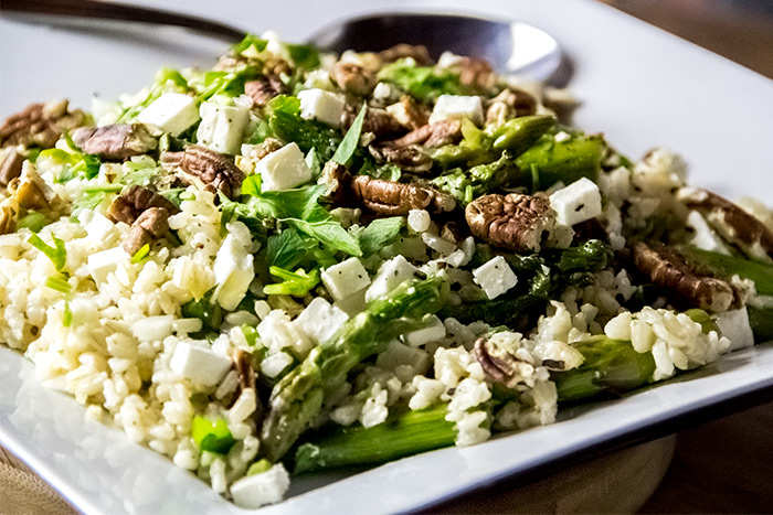 Asparagus Salad with Brown Rice, Feta Cheese & Lemon Recipe