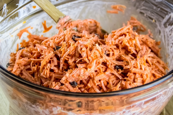 Shredded Carrot and Dressing Mixture