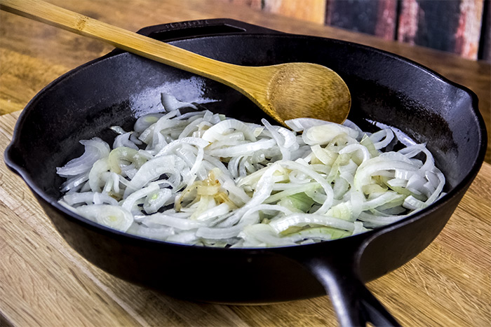 Sauteing Onions in Cast Iron Skillet