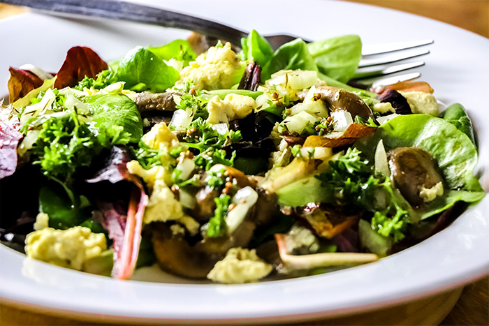 Egg, Mushroom & Baby Green Salad with Dijon Mustard Vinaigrette Recipe