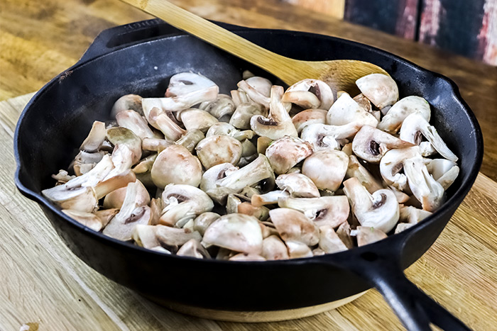 Cooking Mushrooms in Cast Iron Skillet