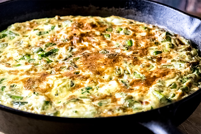 Browned Frittata in Cast Iron Skillet