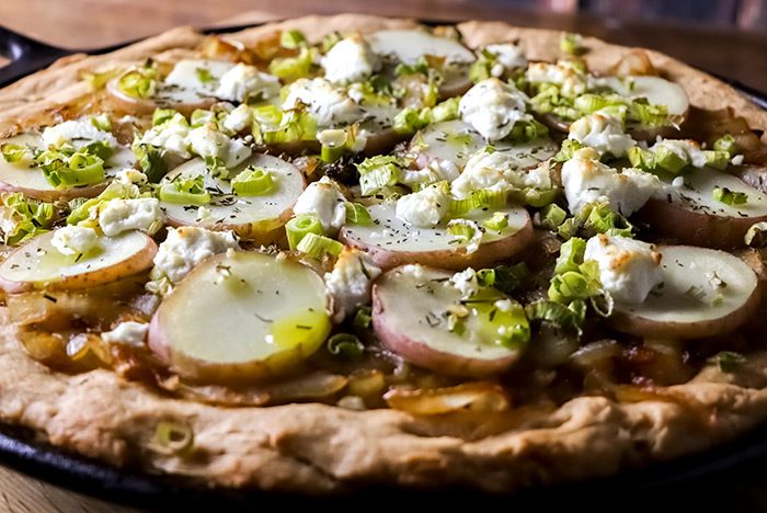 Caramelized Onions with Potatoes, Goat Cheese & Rosemary Pizza Recipe