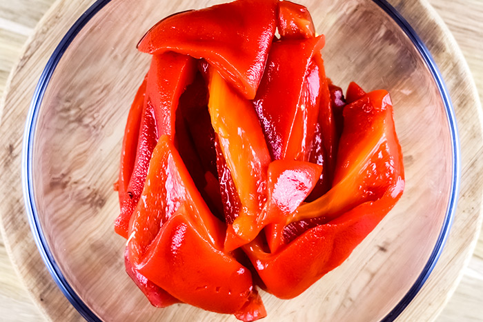 Roasted Red Peppers in Bowl