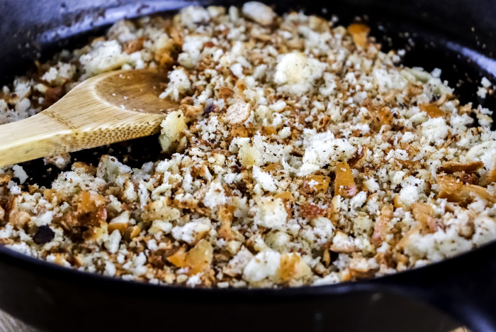 Toasted Breadcrumbs in Cast Iron Skillet