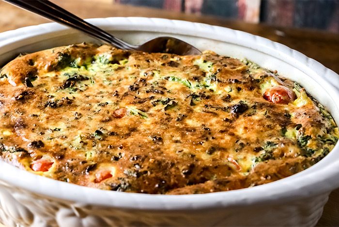 Egg Gratin with Kale, Cherry Tomatoes & Parmesan Cheese Recipe