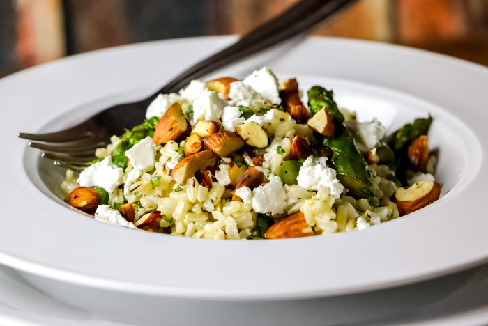 Brown Rice Salad with Fried Asparagus