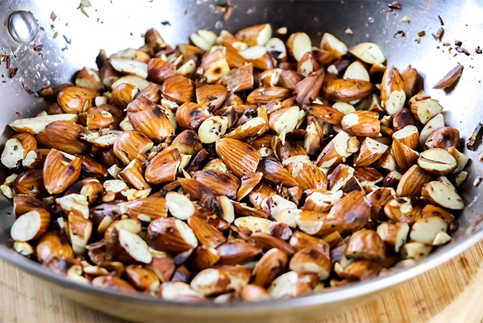 Toasted Almonds in Skillet