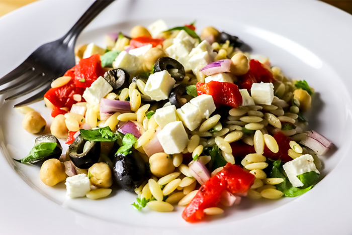 Orzo Salad with Roasted Red Peppers & Feta Cheese