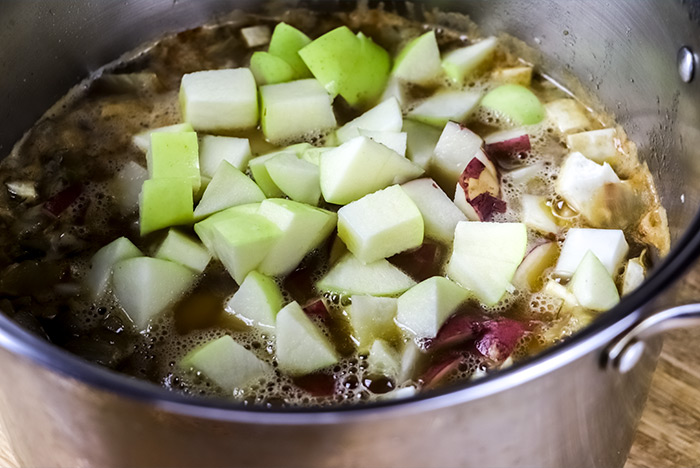 Adding Diced Apples & Potatoes to Chowder Soup