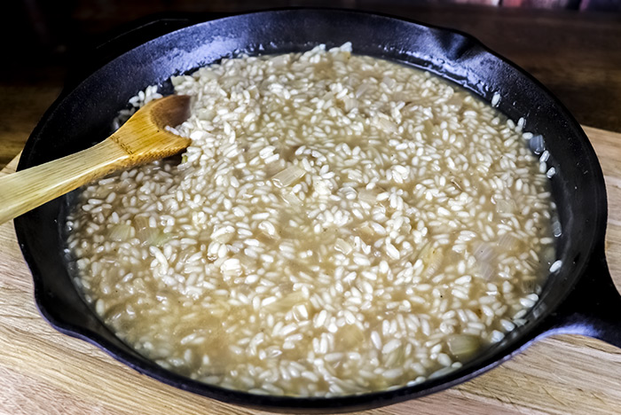 Risotto in Cast Iron Skillet