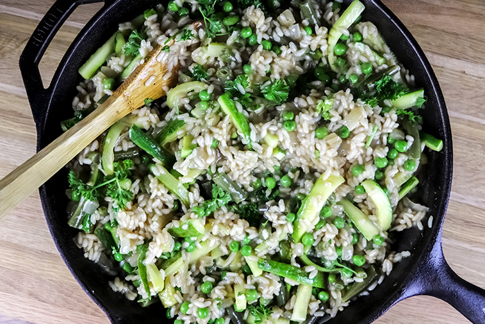 Vegetable Risotto in Lodge Cast Iron Skillet
