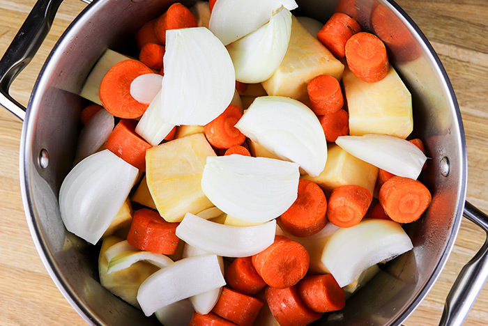 Prepped Vegetables in Pot