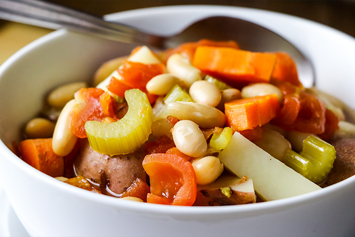 Weeknight Vegetable Soup with White Beans & Red Potatoes Recipe