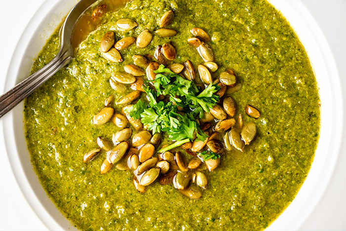 Healthy Soup with Toasted Pumpkin Seeds