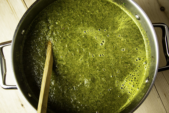 Pureed Green Healthy Soup in Pot