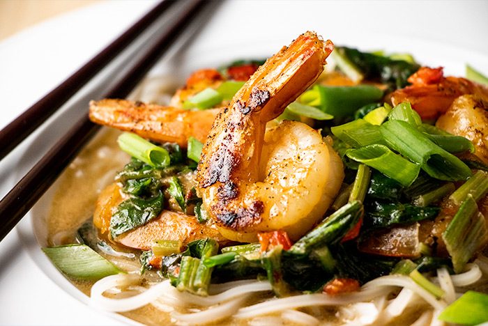 Sweet Shrimp with Rice Noodles in Coconut Sauce Recipe