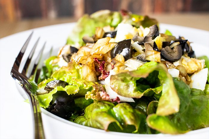 Herb Salad with Hard-Boiled Eggs & Black Olives