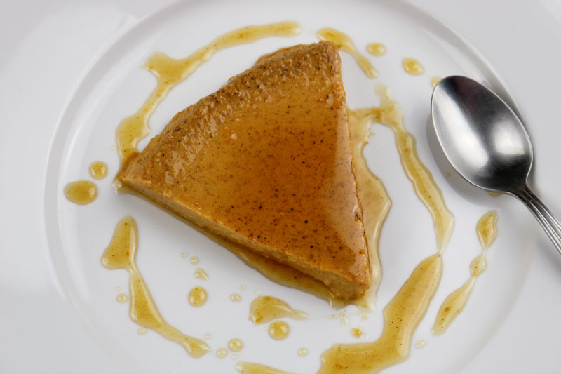 A Slice Of Flan With Caramel Drizzle